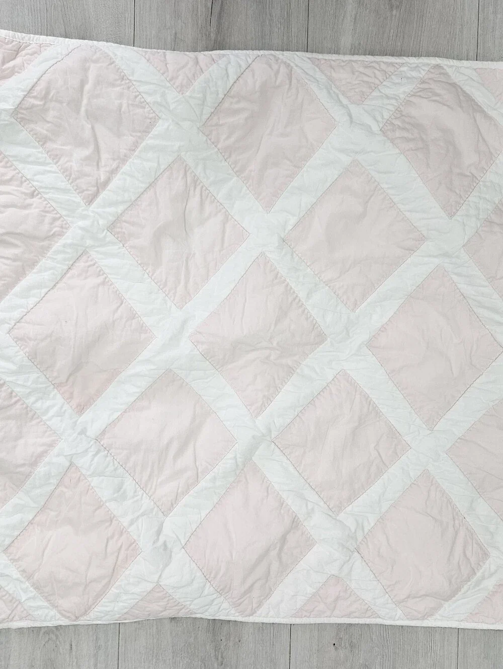 Serena & Lily Pink White Diamond Quilted Cotton Euro Pillow Shams 26x26 Kids